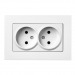 Розетка двойная без заземления белая  с рамкой "Нептун" (SBE-06w-10-S2-N)#2113199