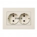 Розетка двойная с заземлением бежевая  с рамкой "Нептун" (SBE-06i-16-S2-Z)#2113206