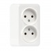 Розетка 2-местная 10А без заземления белая, керамика "Юпитер" (SBE-03w-10-S2-N-c)#2112745