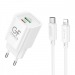 Сетевое З/У GFPower S75PQ-TL 1USB+1Type-C 30W QC3.0 с кабелем Type-C-Lightning белый (1/30/180)#2122118