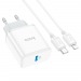 Сетевое З/У HOCO C104A 1USB/Type-C 3.0A 20W QC3.0 с кабелем Type-C-Lightning белый (1/13/130)#2122154