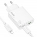Сетевое З/У HOCO C142A 1USB+1Type-C 20W PD,QC с кабелем Type-C-Lightning белый (1/19/190)#2122155