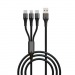 USB кабель 3в1 (Lightning,шт.USB -Type-C, Type-C) 1,2м, чёрный GP21-3-1-1.2M "GoPower"#2116360