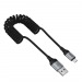 Кабель USB - MicroUSB Hoco X121 (2.4A, 1.5 м, пружина) Черный#2124580