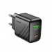 Блок питания сетевой 1 USB, 1 Type-C HOCO CS25A Rico, 3.0A, PD20Вт, цвет: чёрный (1/32/192)#2119831