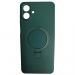 Чехол силиконовый Samsung A07 MagSafe цветной с кольцом зеленый#2118439
