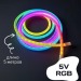 Гибкий неон в тканевой оболочке DC 5В, d16 мм, RGB IC, пульт в комплекте (5 метров), шт#2131114
