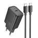 Адаптер Сетевой с кабелем Hoco N62 Gentle PD Type-C 3A/30W (Type-C/Type-C) (black) (241810)#2137561