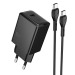 Адаптер Сетевой с кабелем Hoco N70 Nuevo PD Type-C 3A/30W (Type-C/Type-C) (black) (241800)#2137563