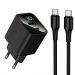 Блок питания сетевой 1 USB, 1 Type-C HOCO CS84A Excellent, 3.0A, PD30Вт, кабель Type-C - Type-C, цвет: черный (1/18/180)#2141538