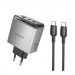Адаптер Сетевой с кабелем Borofone BN22 Lena PD 2Type-C/USB 3A/65W (Type-C/Type-C) (metal gr(241998)#2141221