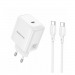 Адаптер Сетевой с кабелем Borofone BN33 Fuente Type-C 40W (Type-C/Type-C) (white) (243907)#2145688
