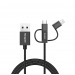 Кабель MangoTek MCA20 (Apple MFI) (3 in 1) (USB-A to Micro-USB / USB-C / Lightning) (Нейлон) (Black)#2180163