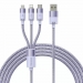Кабель Baseus Flash Series Ⅱ (3в1)(Быстрая зарядка)(USB A-Micro/Lightning/USB-C)(100W) 1.2m(Фиолет)#2151707