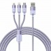 Кабель Baseus Flash Series Ⅱ (3в1)(Быстрая зарядка)(USB A-Micro/Lightning/USB-C)(100W) 1.2m(Фиолет)#2180223