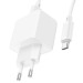 Адаптер Сетевой с кабелем Hoco CS111A USB 4,5A/22,5W (USB/Type-C) (white) (244452)#2151311