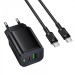Адаптер Сетевой с кабелем Borofone BAS83A Star USB/Type-C 20W (Type-C/Type-C) (black) (243916)#2160371